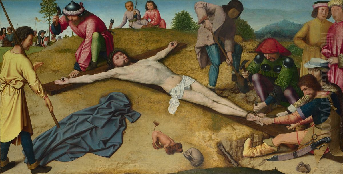 Christ Nailed to the Cross Oil Painting by Gerard David