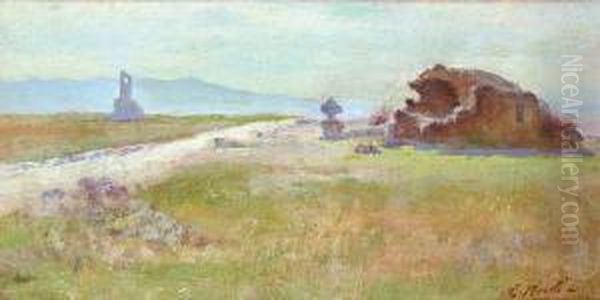 La Via Appia Con Torre Gaia E I
Castelli Romani Oil Painting by Enrico Nardi