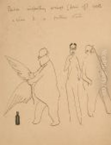 Parson Inspecting Wings (pair Of) With A View To A Future State Oil Painting by John Nash