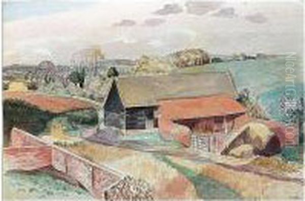 Road To The Water Splash, 
Signed, Watercolour And Pencil On Paper, 38 By 56 Cm., 15 By 22 In Oil Painting by John Nash