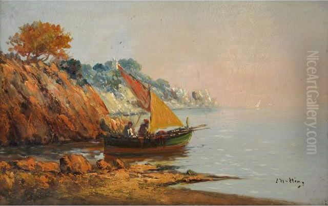 :pecheur En Bord De Cote Oil Painting by Louis Nattero
