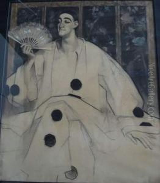 Pierrot A L'eventail Oil Painting by Arthur Navez
