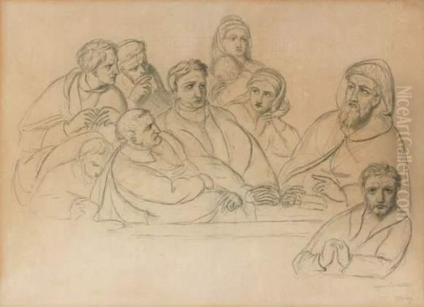 L'atelier De David A Bruxelles Oil Painting by Francois-Joseph Navez