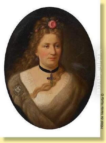 Jeune Femme A La Rose Oil Painting by Francois-Joseph Navez