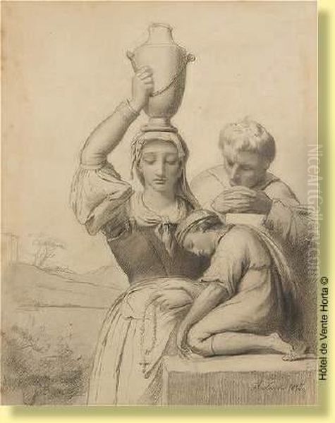 La Porteuse D'eau Et Sa Famille Oil Painting by Francois-Joseph Navez