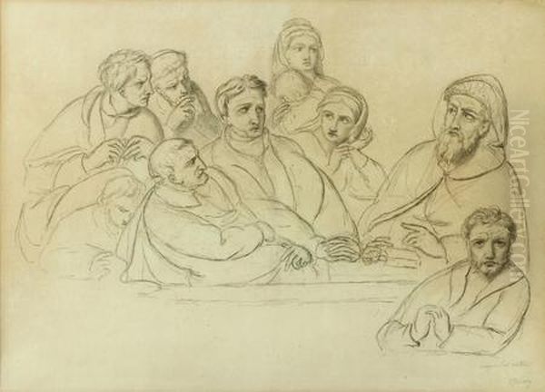 Etude De Personnages Devant Un Tableau Oil Painting by Francois-Joseph Navez