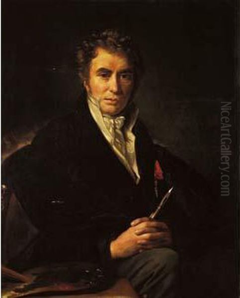 Portrait Du Peintre Jacques - Louis David Oil Painting by Francois-Joseph Navez
