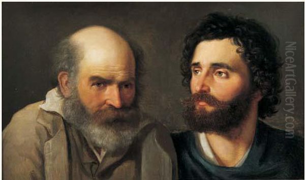 Etude De Tetes D'hommes Barbus Oil Painting by Francois-Joseph Navez