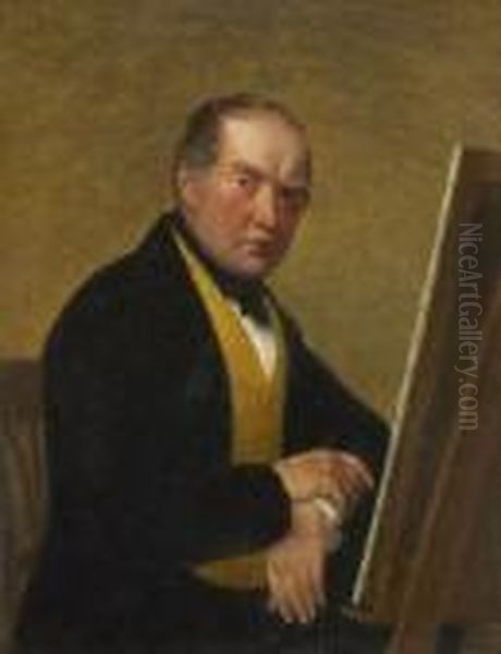 Selbstbildnis Vor Der
 Staffelei. Oil Painting by Johann Michael Neder