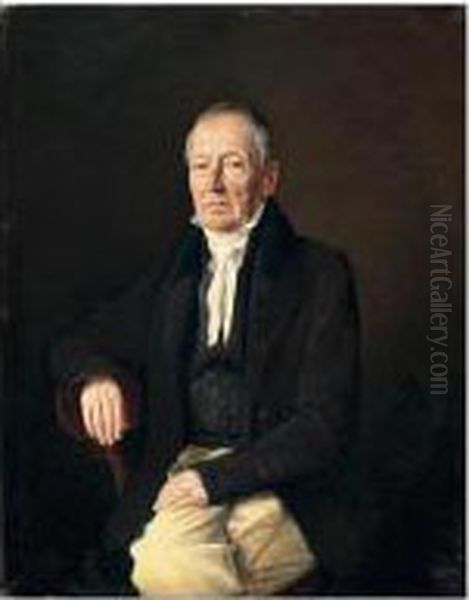 Franz Purschka, Pensionierter 
Linzer Oberpostamtskontrolleur (portrait Of Franz Purschka, Retired 
Postmaster Of The City Of Linz) Oil Painting by Johann Michael Neder