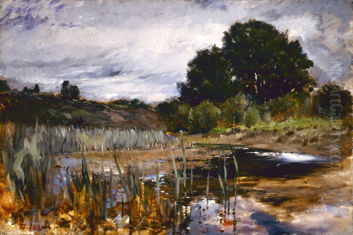 Polling Landscape Oil Painting by Frank Duveneck