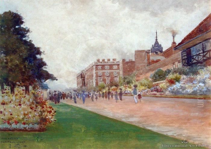 The Palace, Hampton
 Court Oil Painting by Girolamo Pieri B. Nerli