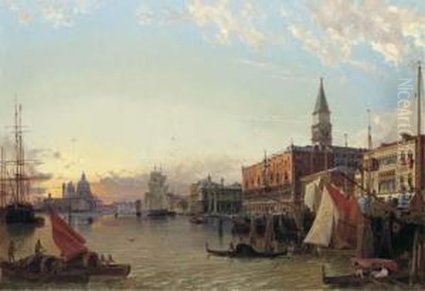The Doge's Palace And The 
Piazzetta Di San Marco With A View Of The Grand Canal And Santa Maria 
Della Salute Beyond Oil Painting by Friedrich Nerly