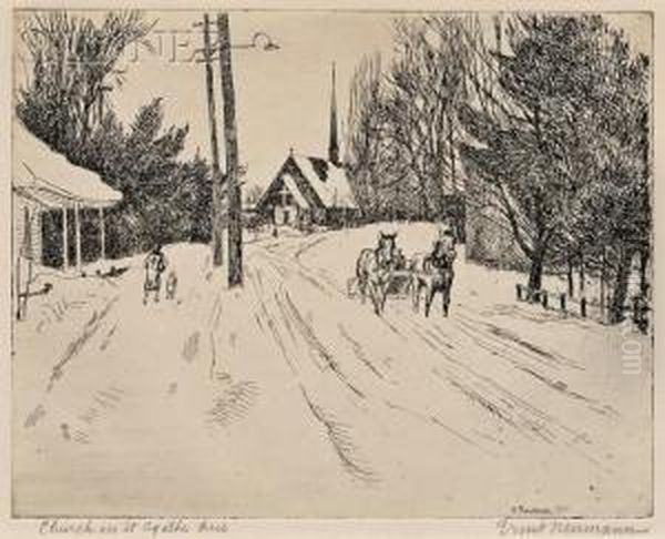 Church In St. Agatha Ave Oil Painting by Ernst Neumann