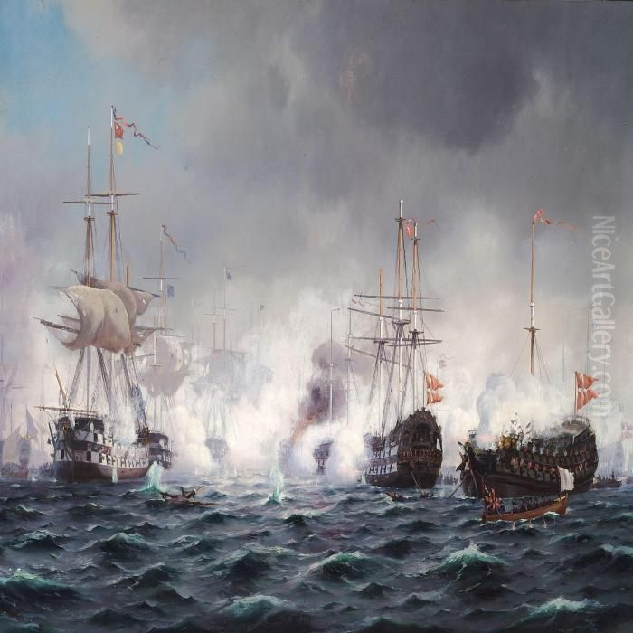 The Battle Of Copenhagen Oil Painting by Johann Neumann