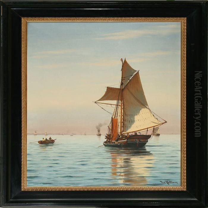 En Kadrejer Border Enjagt Oil Painting by Johann Neumann