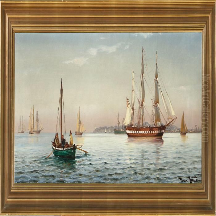 A Summer Afternoon At
Hornbaek Bay Oil Painting by Johann Neumann