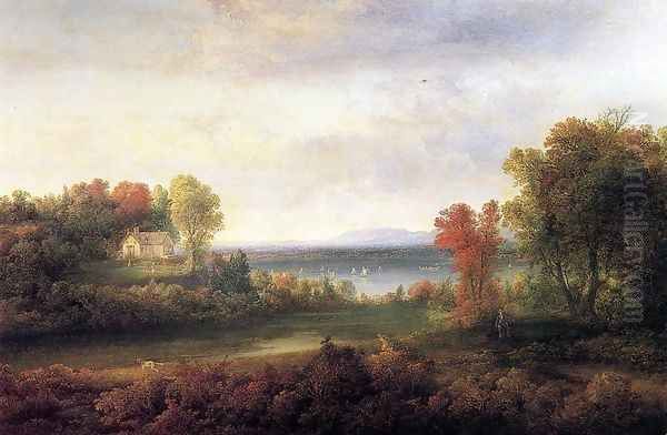 Hudson River Landscape Oil Painting by Thomas Doughty