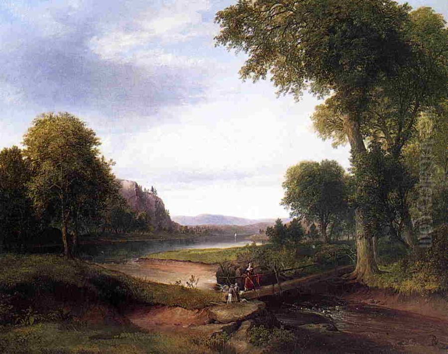 Landscape with Footbridge Oil Painting by Thomas Doughty