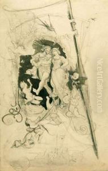 Der Gluckliche Burgherr Und Seine Braut. Oil Painting by Eugen Neureuther