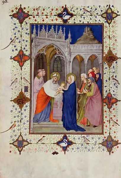 Hours of Notre Dame None The Presentation in the Temple from the Tres Riches Heures du Duc de Berry Oil Painting by Jacquemart De Hesdin