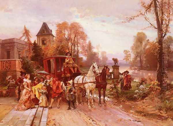 The Arrival of the Baby Oil Painting by Cesare-Auguste Detti