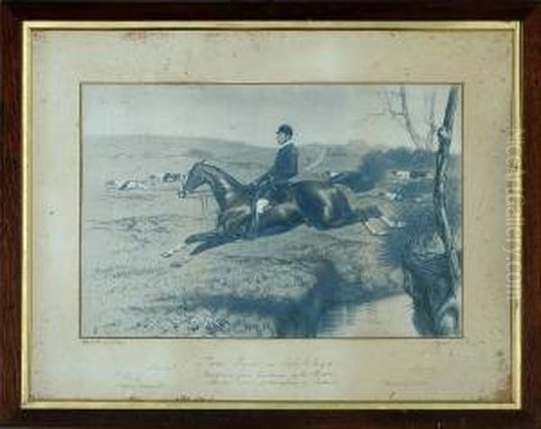 English Hunting Scenery Oil Painting by Basil J. Nightingale