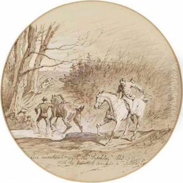 An Incident With The 'pytchley' 1883 Oil Painting by Basil J. Nightingale