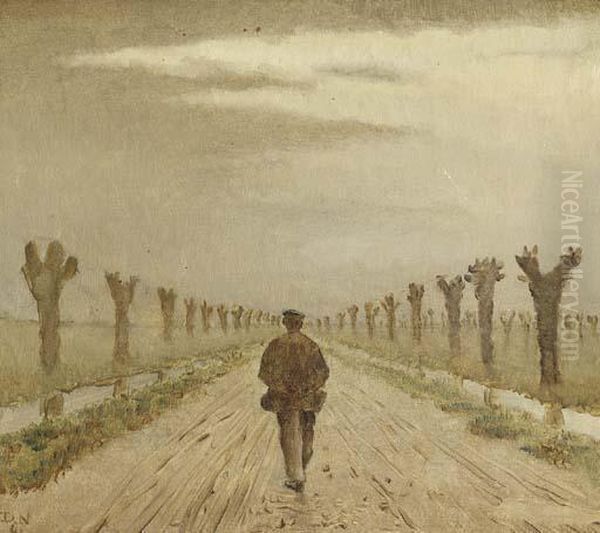 Wilgenlaantje - Willow Lane Oil Painting by Dirk Nijland