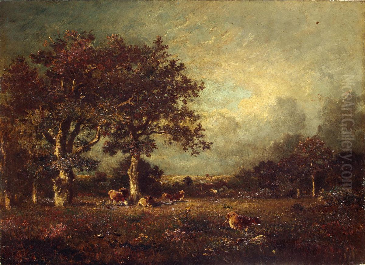 Landscape with Cows Oil Painting by Jules Dupre