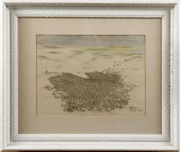 Rendrivning Oil Painting by Nils Nilsson Skum