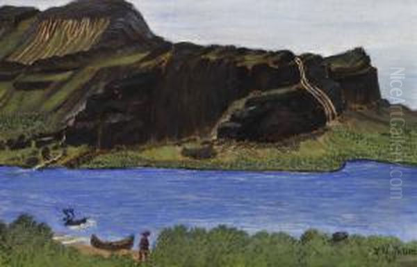 Fjallandskap Oil Painting by Nils Nilsson Skum