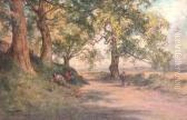 Sketch, Noonday Rest, Lake Of Monteith Oil Painting by Pollok Sinclair Nisbet
