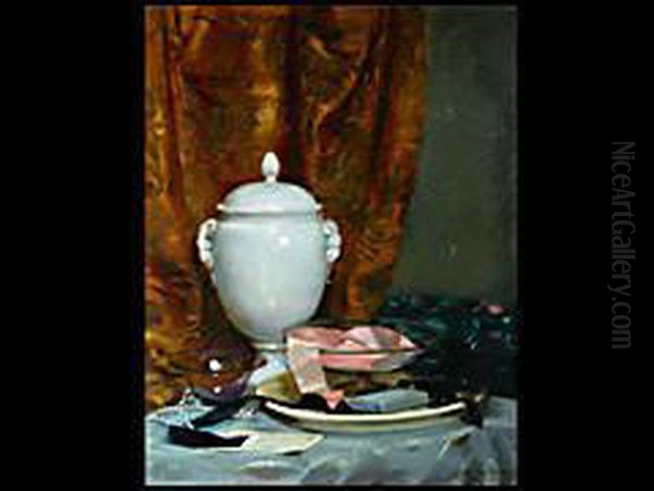 Stilleben Mit Porzellanvase Oil Painting by Rudolf Nissl