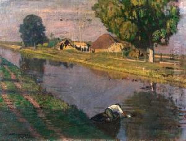 Colonica Sul Canale Oil Painting by Arturo Noci