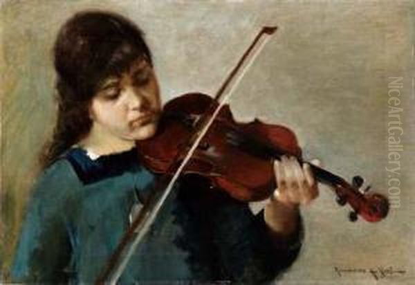 Lezione Di Violino Oil Painting by Arturo Noci
