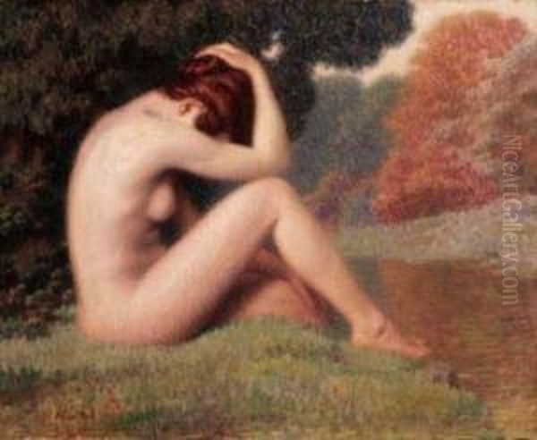 Nudo Di Donna In Riva Al Fiume Oil Painting by Arturo Noci