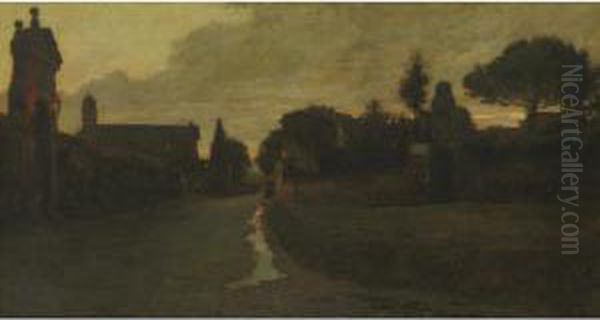 An Italian Village At Dusk Oil Painting by Arturo Noci