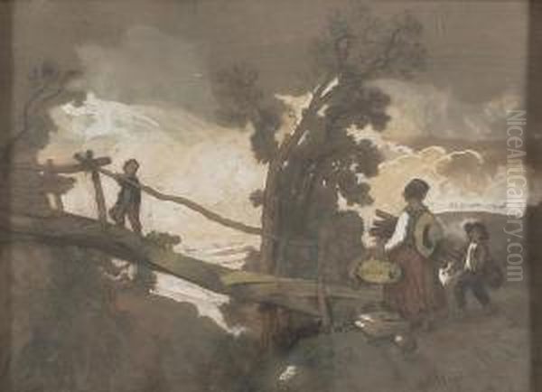 La Fermiere Et Lesenfants Oil Painting by Noel, Alexandre Jean