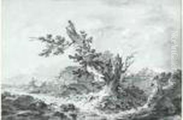 Paysage Au Troupeau Oil Painting by Noel, Alexandre Jean