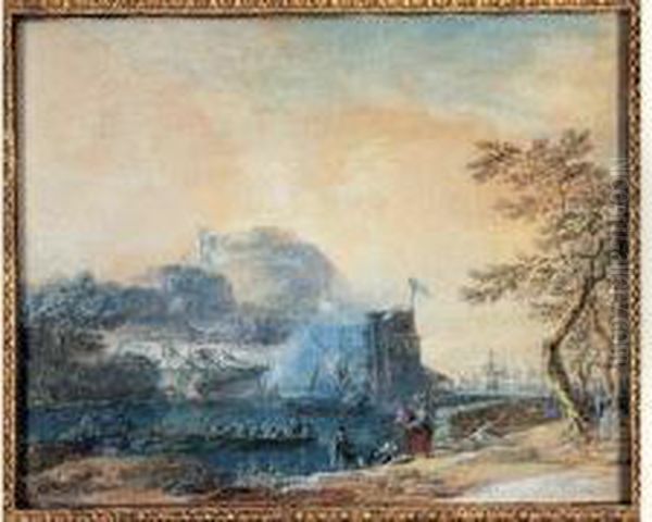 Vue Du Portugal, Vers 1780 Oil Painting by Noel, Alexandre Jean