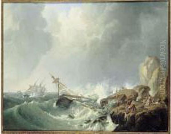 Scene De Naufrage Sur Une Cote Mediterraneenne Oil Painting by Noel, Alexandre Jean