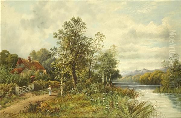 The Riverside Path Oil Painting by John Bates Noel