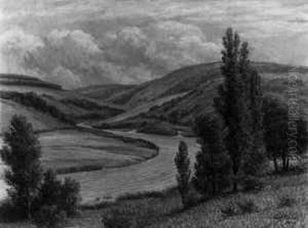 An Der Sauer Bei Bollendorf 
(westeifel). Signiert Unten Rechts: Carl Nonn/bonn. Verso Vom Kunstler 
Betitelt. Ol Auf Leinwand. H 85; B 116 Cm. Oil Painting by Carl Nonn