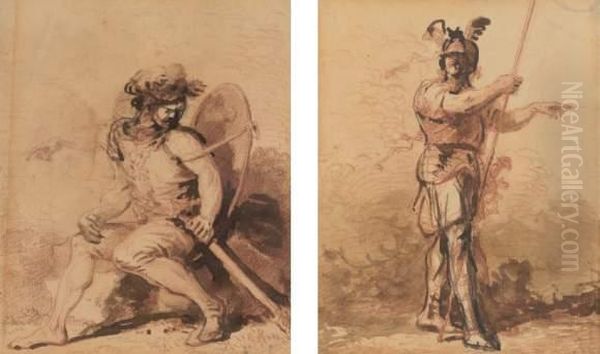 Soldat Portant Un Casque Aile Et ... Oil Painting by Jean-Pierre Norblin De La Gourdaine