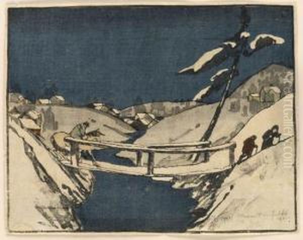 The Bridge Oil Painting by Bror Julius Olsson Nordfeldt