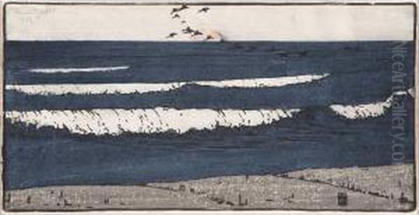 The Long Wave Oil Painting by Bror Julius Olsson Nordfeldt