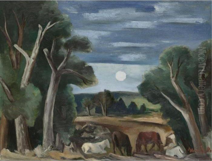 Moonrise Oil Painting by Bror Julius Olsson Nordfeldt