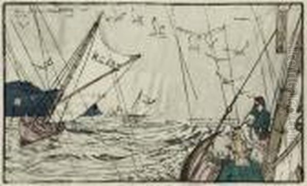 North Sea Fisherman Oil Painting by Bror Julius Olsson Nordfeldt