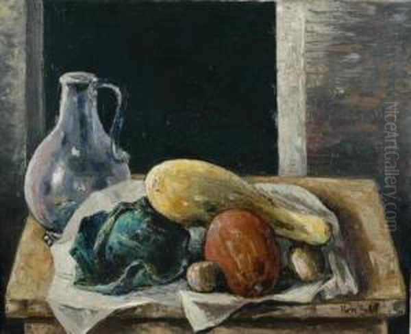 Still Life With Squash Oil Painting by Bror Julius Olsson Nordfeldt